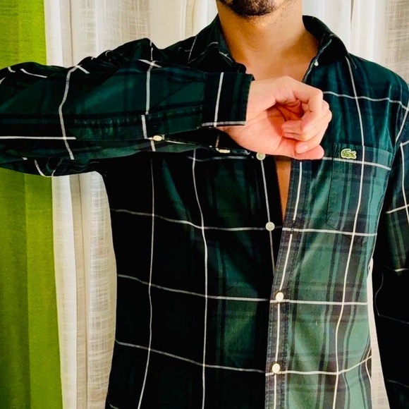 Lacoste Men's Dark Green Plaid Shirt - Picture 3 of 5